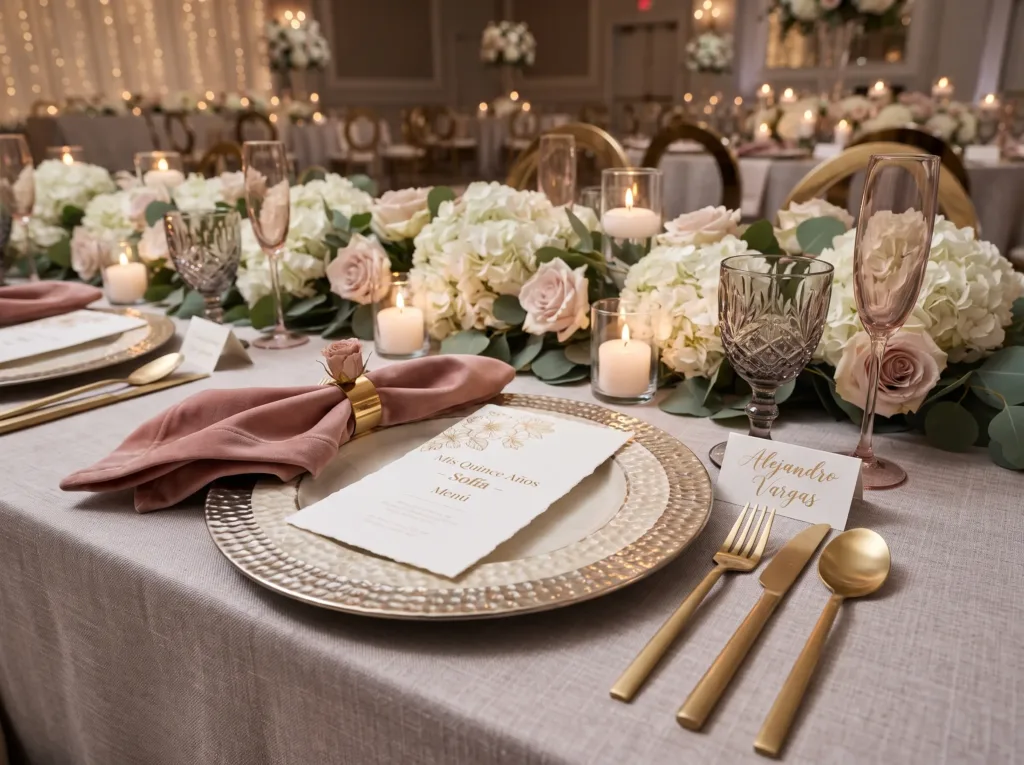 4. El Arte en la Mesa: "Tablescaping" y Papelería de Lujo
